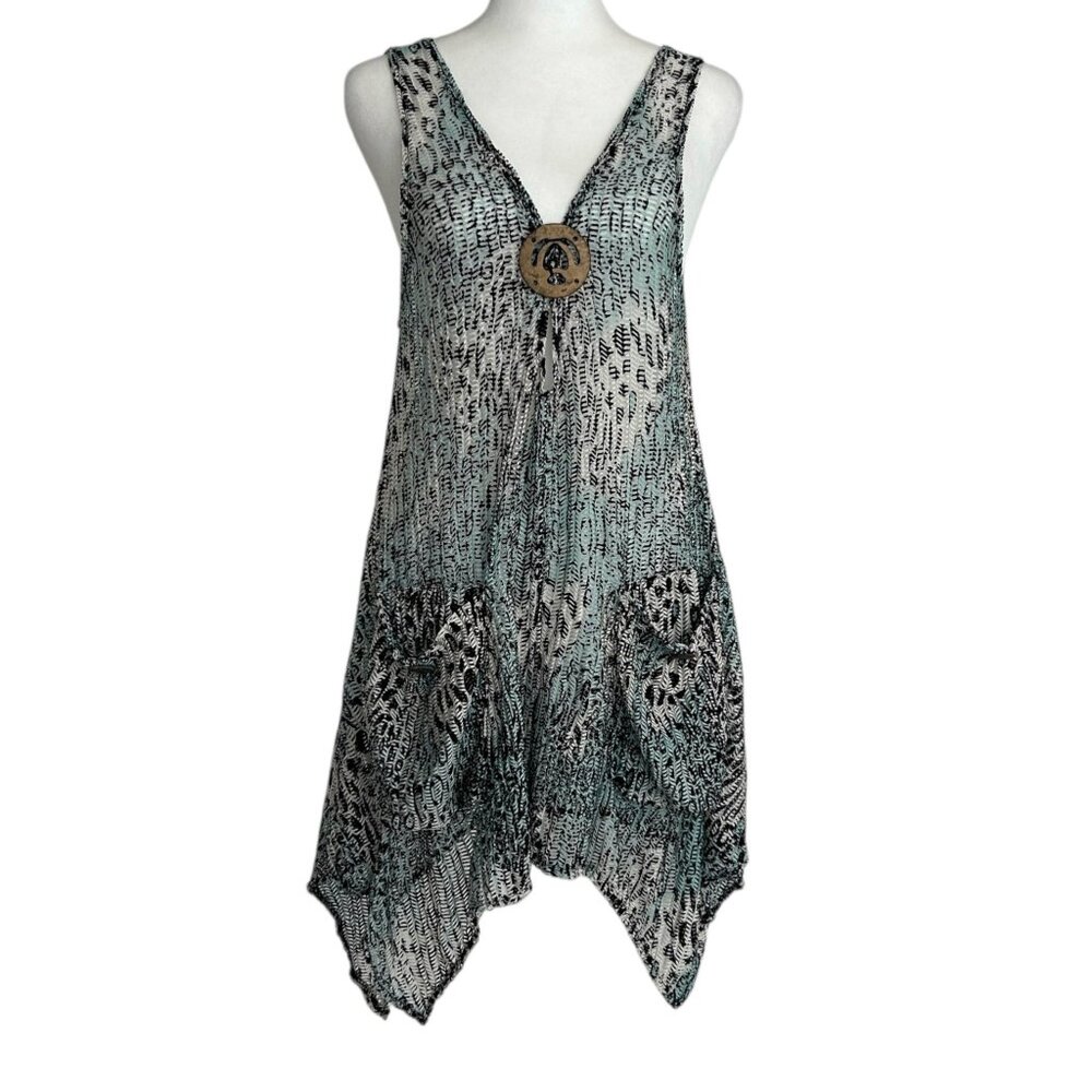 Paradise Asymmetrical Mesh Cover Up Tunic Tank Top (S/M)‎